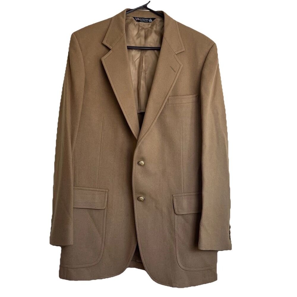 Vtg John Alexander Suit Jacket Brown Wool Sport Blazer Union‎ Buttons USA Made